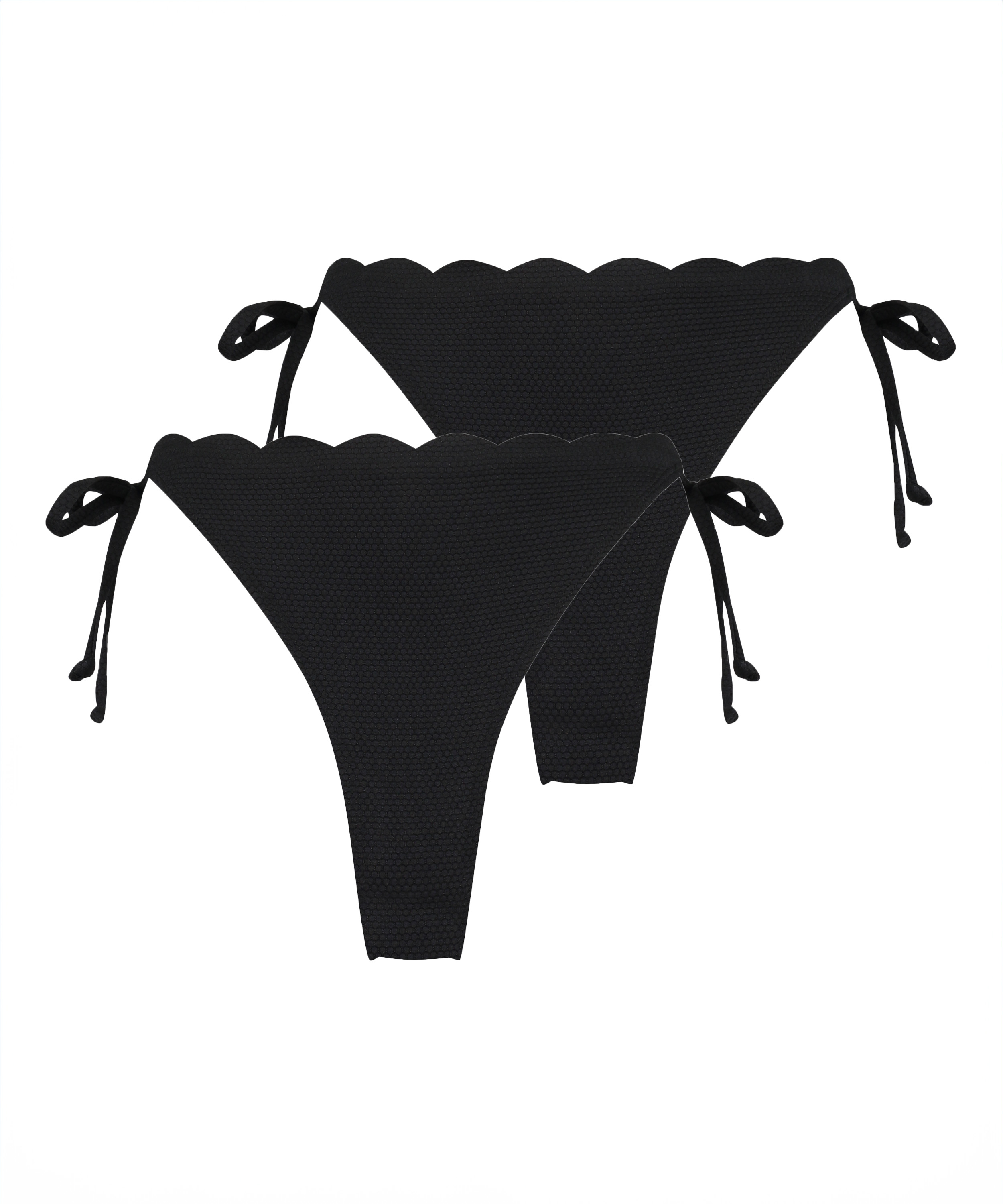 2-pack Cheeky Tanga Bikiniunderdel Scallop, Svart, main