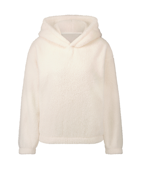 Mysig hoodie i fleece, Vit