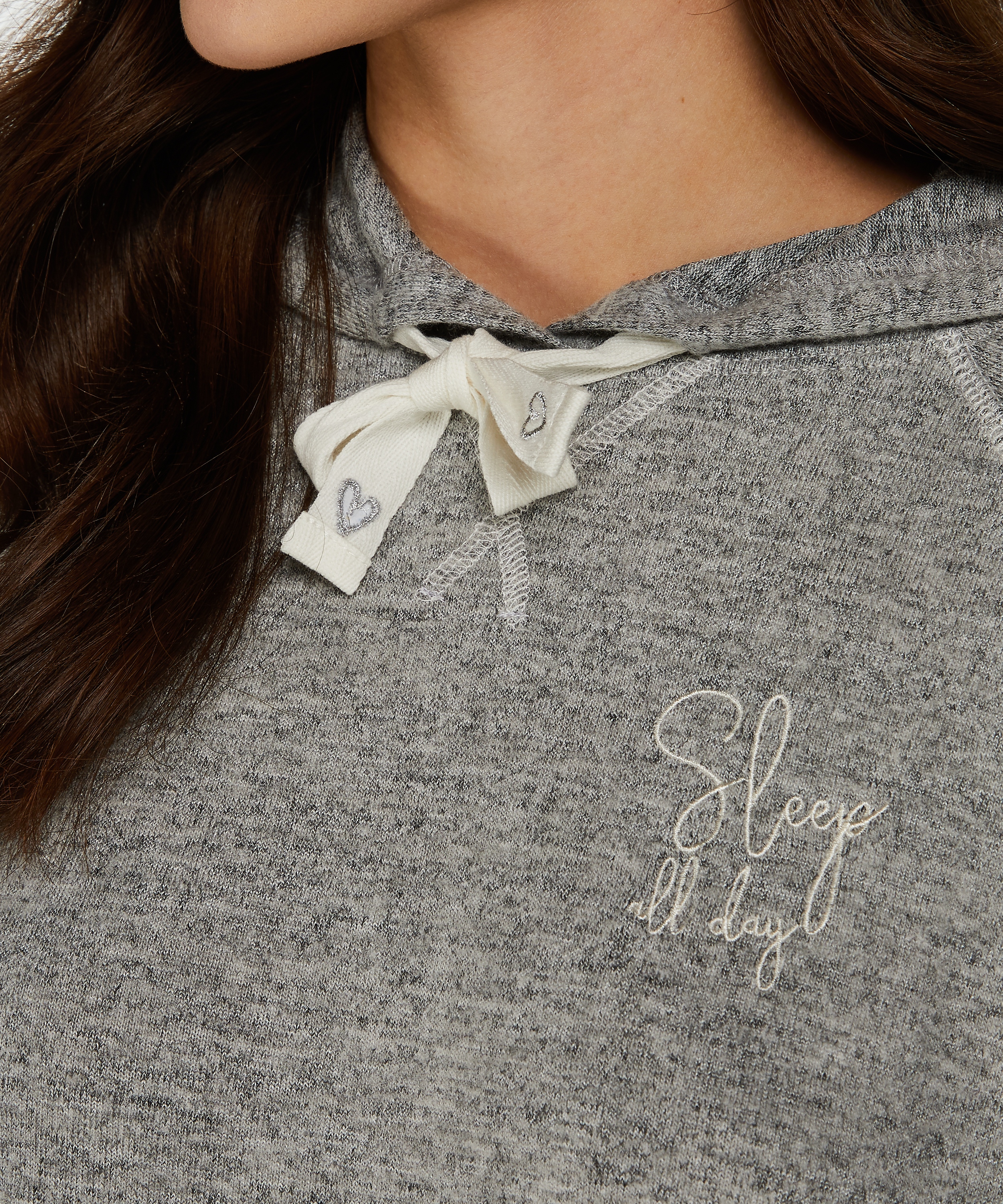 Kortärmad hoodie, Grå, main