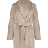 Ribbad badrock av fleece kort, Beige