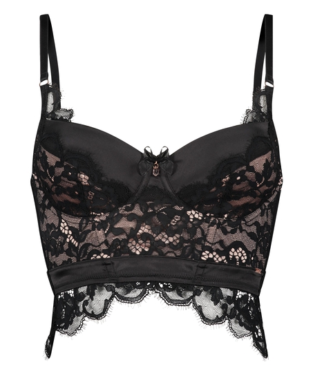 Formpressad longline-bh med bygel Heather, Svart