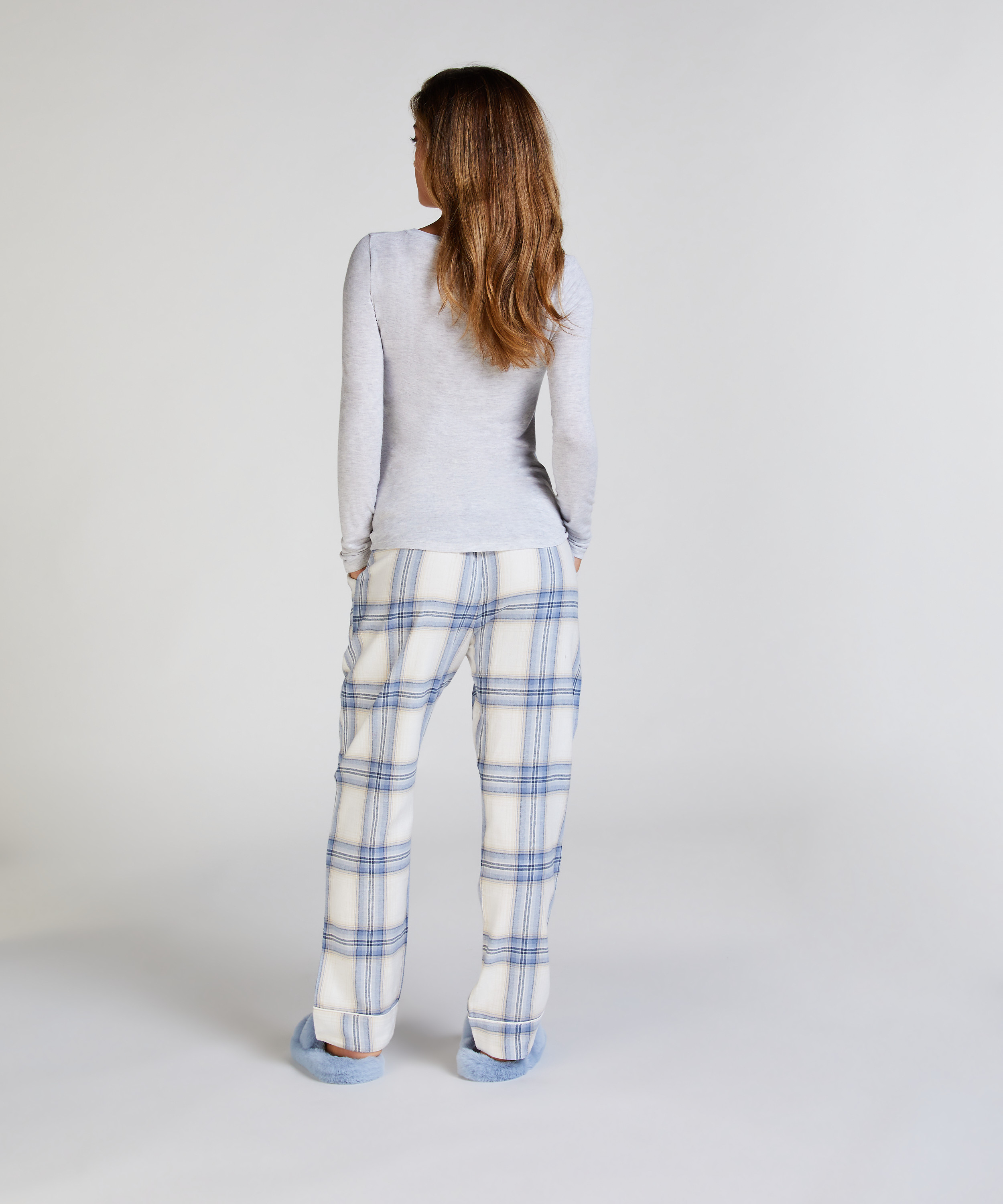 Tall Pyjamasbyxori flanell, Blå, main
