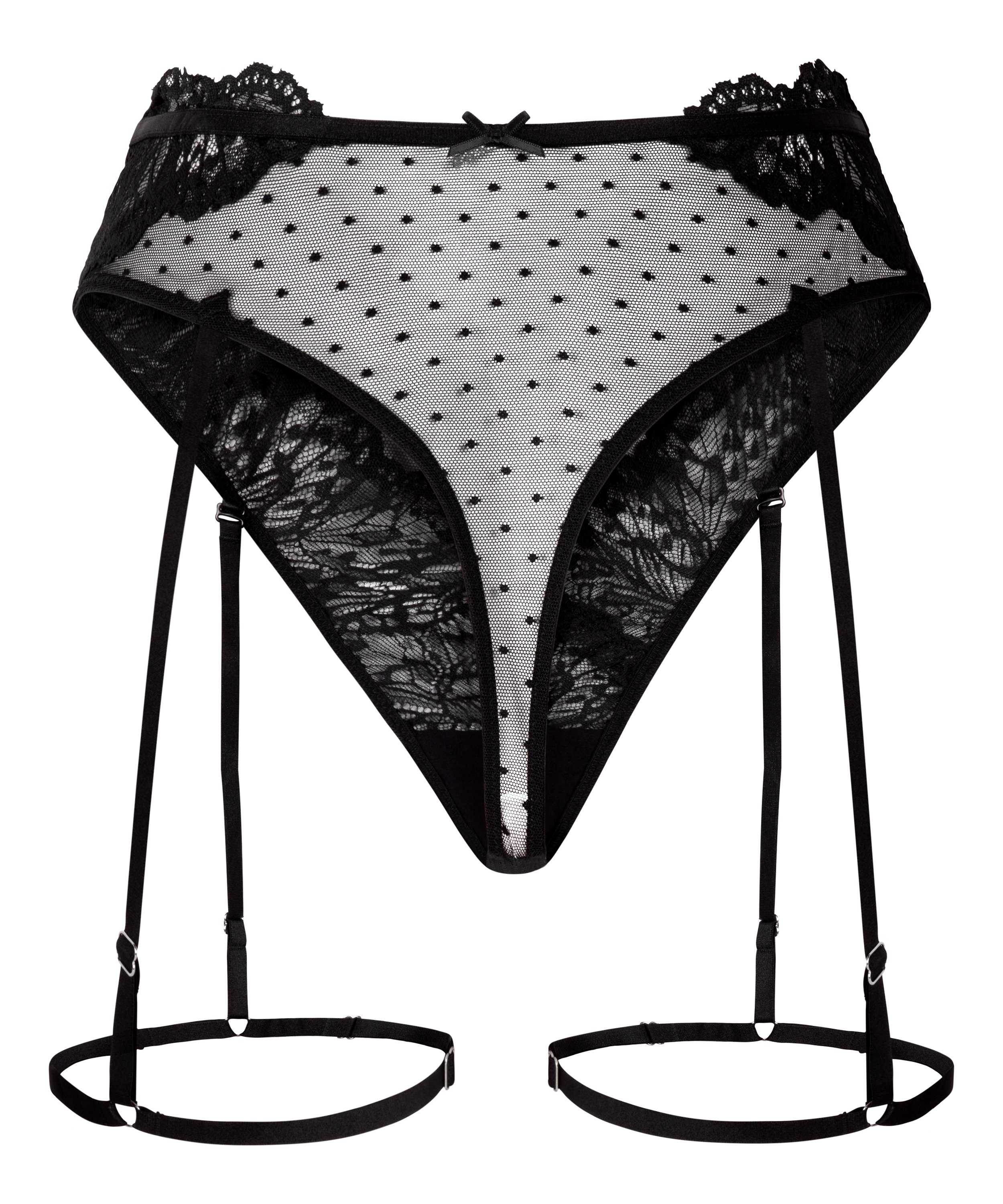 Posie stringtrosa med strumpeband, Svart, main