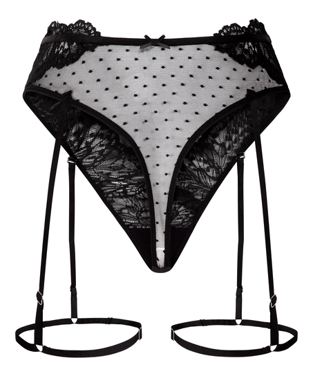 Posie stringtrosa med strumpeband, Svart