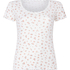 Kort&auml;rmad ribbstickad top med spets, Vit