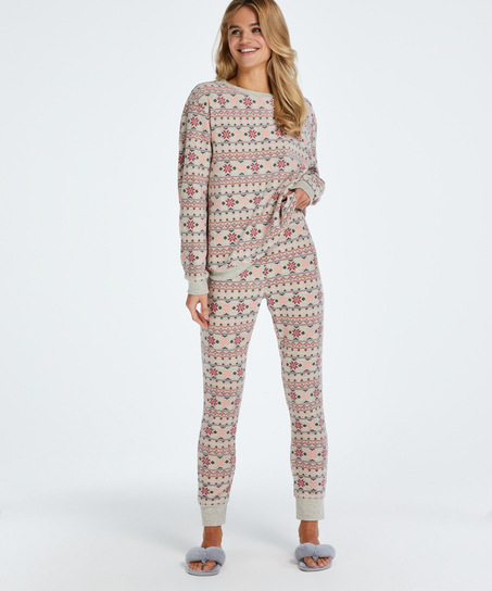 Pyjamaset med väska, Beige
