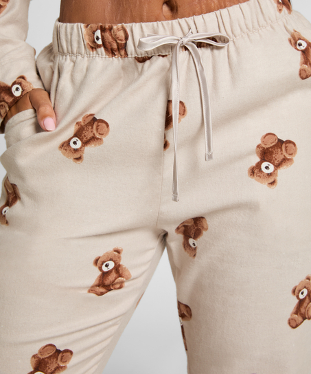 Flanellbyxor Raka Bear, Beige