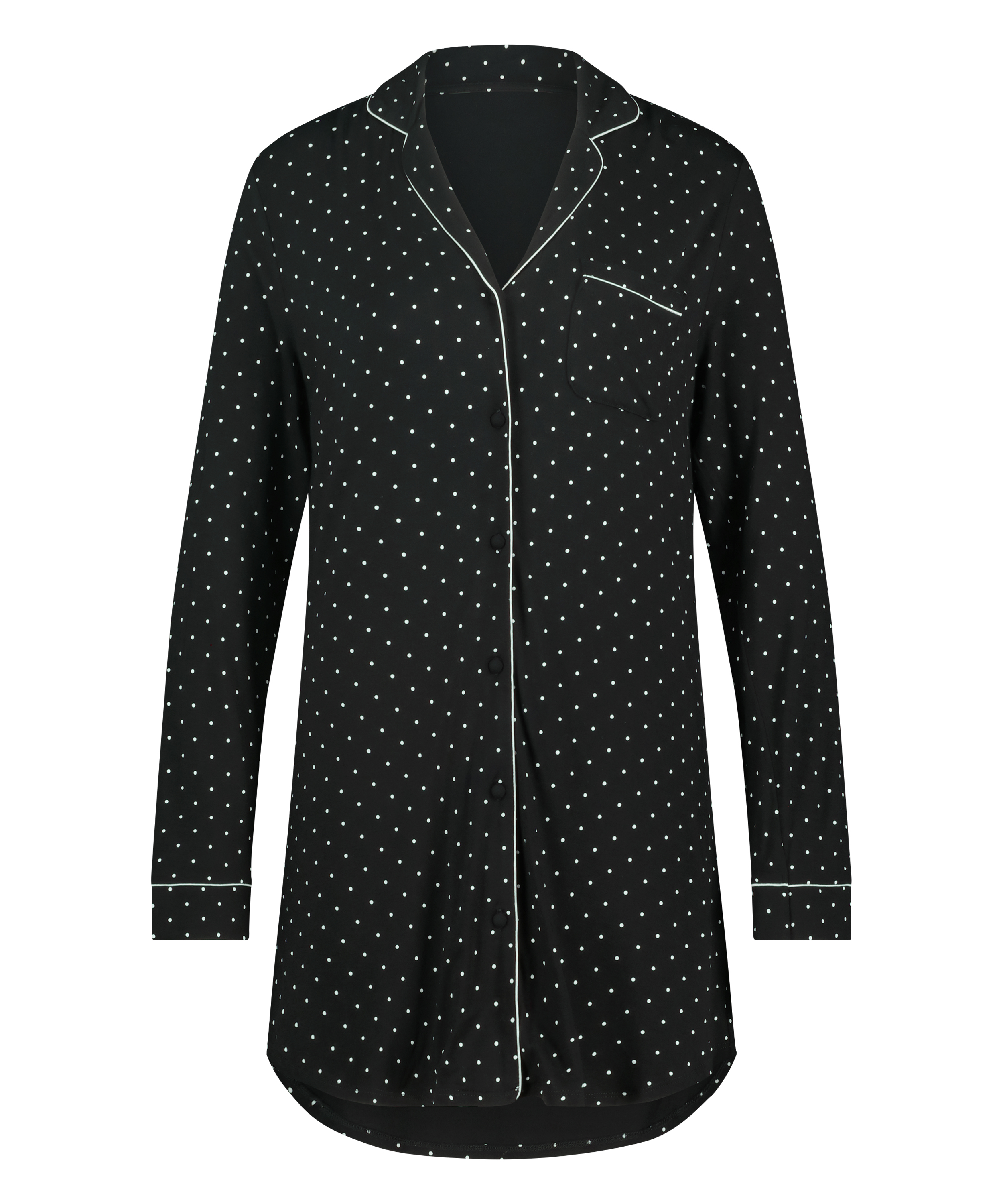 Långärmad skjortklänning i jersey Essential, Svart, main