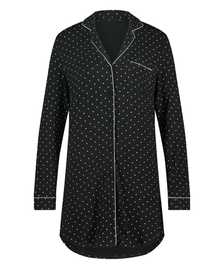 Långärmad skjortklänning i jersey Essential, Svart