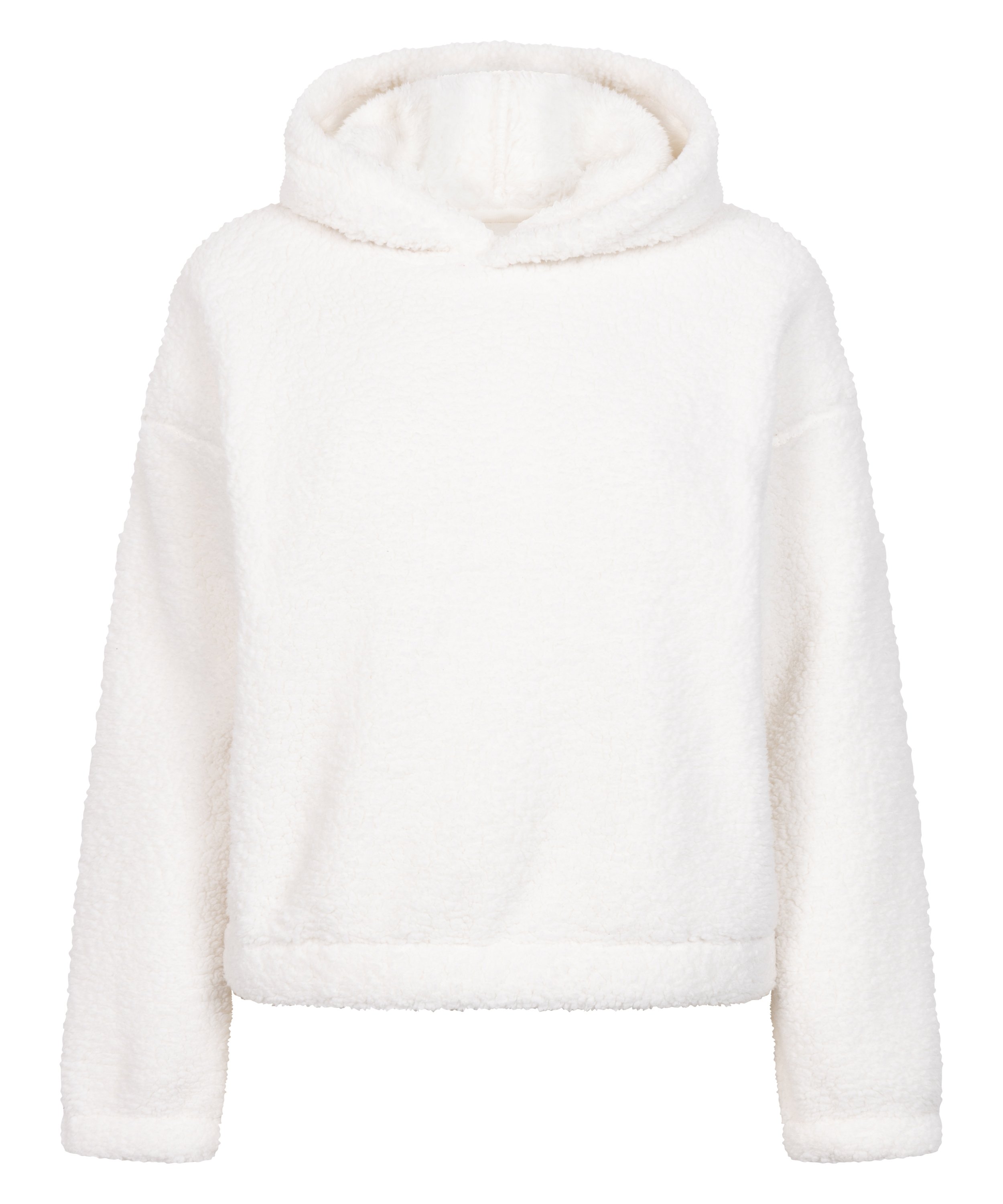 Mysig hoodie i fleece, Vit, main