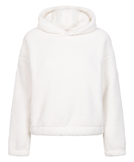 Mysig hoodie i fleece, Vit