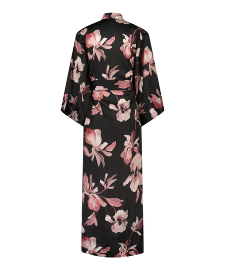 Bloom satin-kimono, Svart