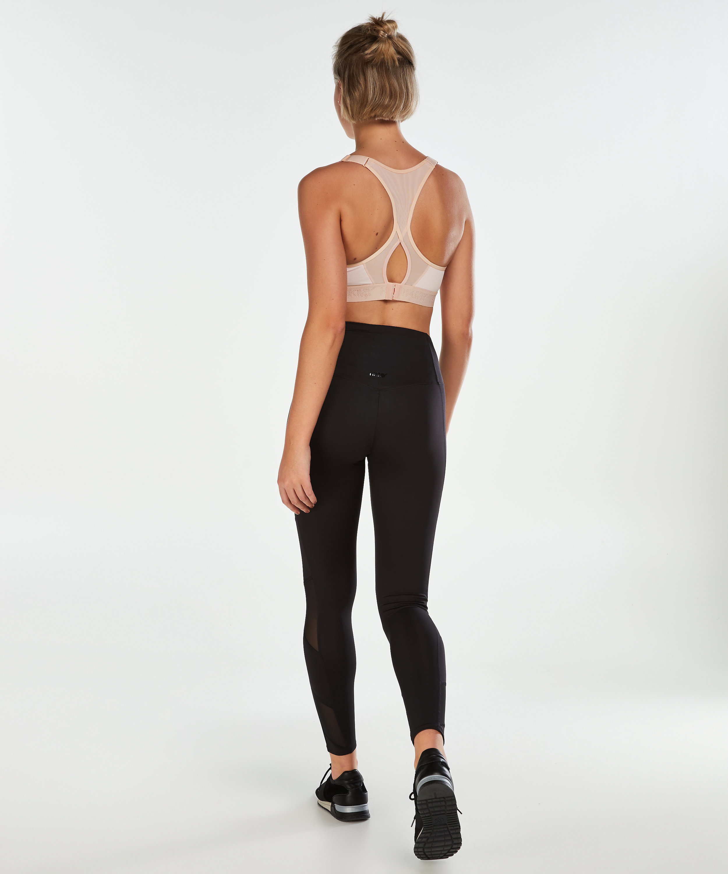 HKMX sportleggings med h&ouml;g midja i mesh-tyg, Svart, main