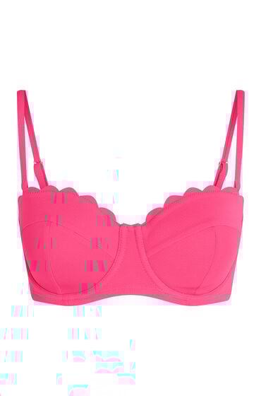 Hunkemöller Vadderad axelbandslös bikinitopp med bygel Scallop Storlek E + Rosa