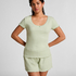 Topp i pointelle med spets, Grön