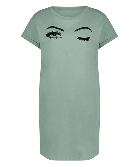 Nattskjorta med rund hals, Bl&aring;