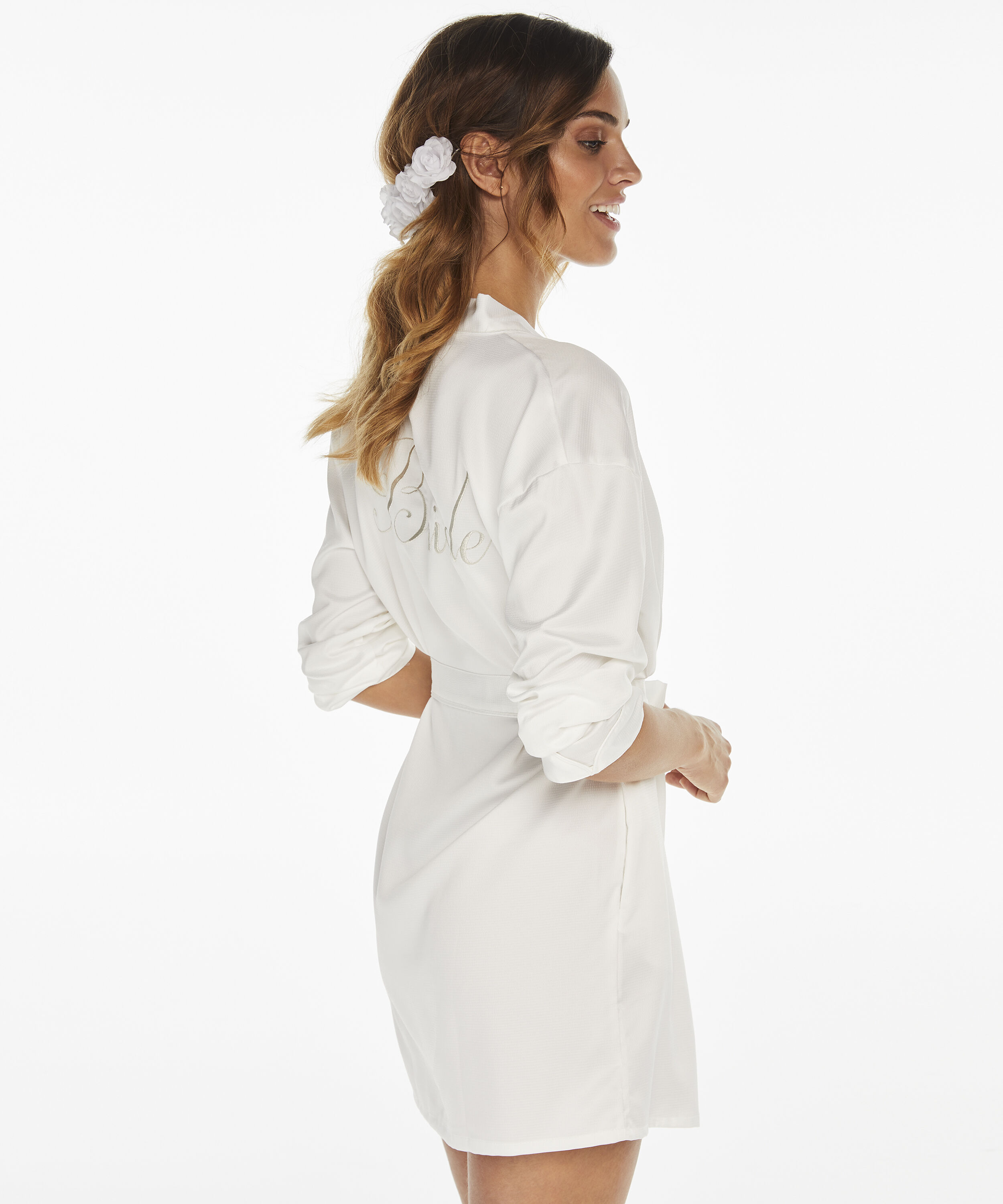Kimono Satin Bridal, Vit
