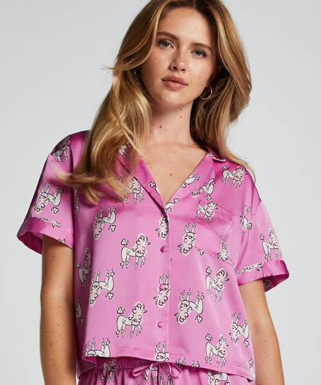 Kort&auml;rmad jacka i Satin, Lila