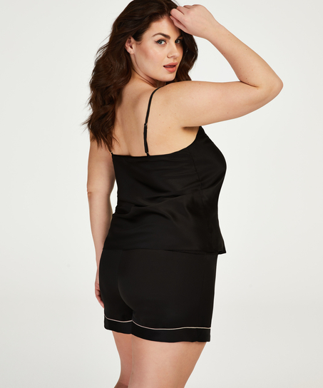 Pyjamas short satin lace, Svart