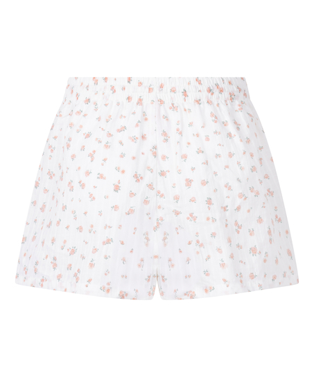 Vävda pyjamasshorts, Vit