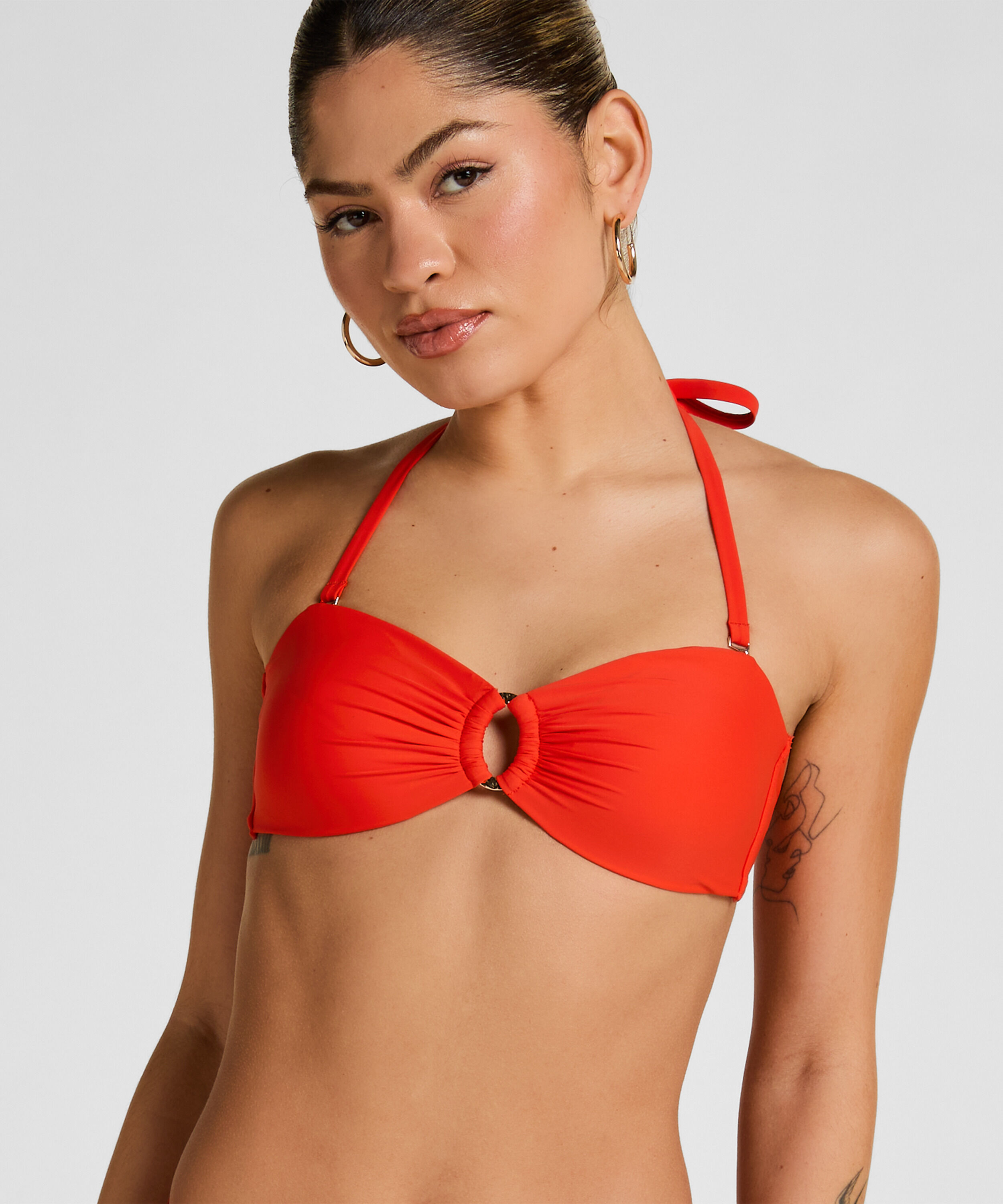 Lyxig Bandeau Bikini-Topp med Ring, Röd Lyxig Bandeau Bikini-Topp med Ring, Röd