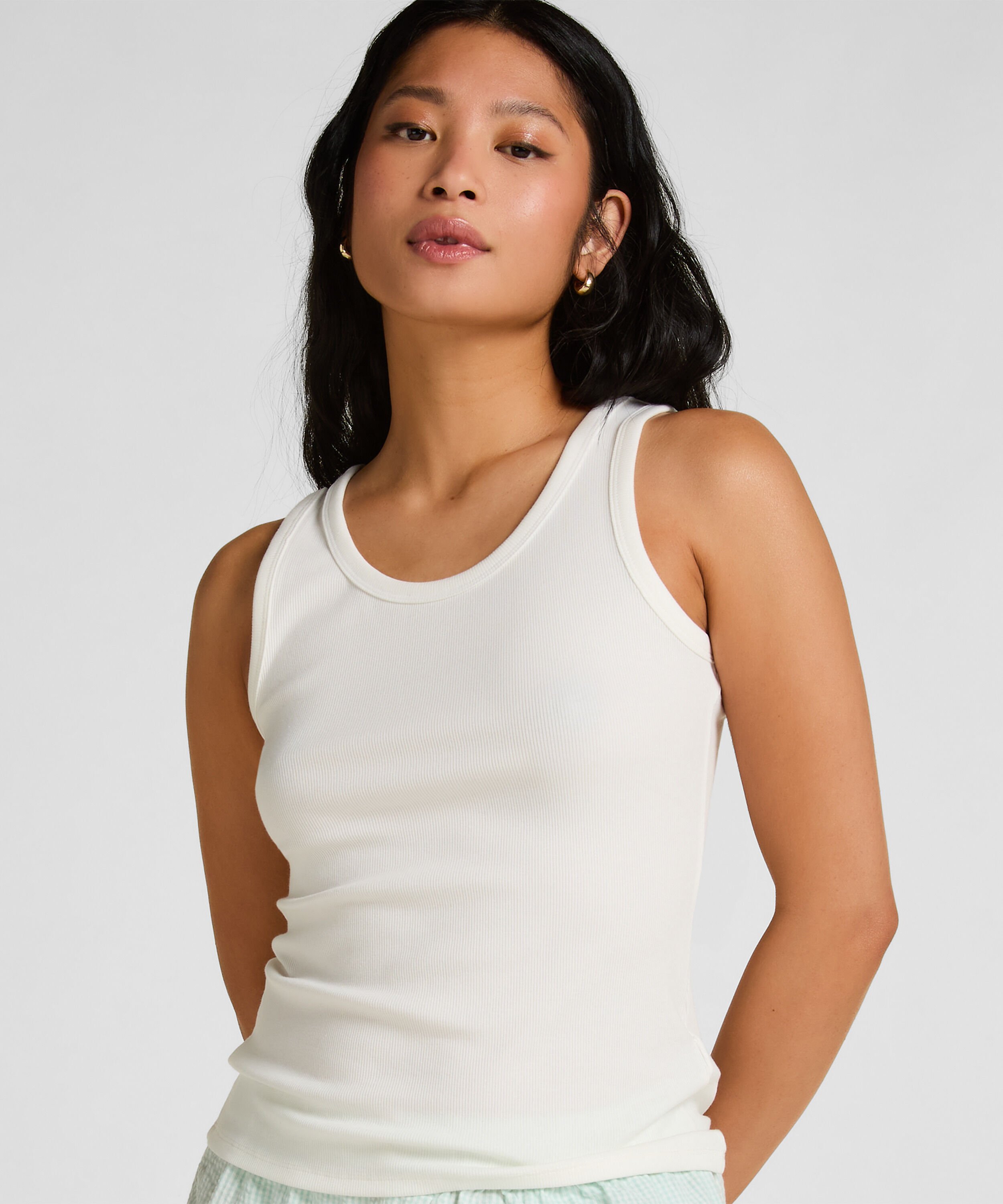 Singlet Jersey, Vit Singlet Jersey, Vit