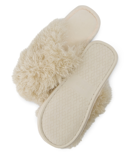 Tofflor Fake Fur, Beige