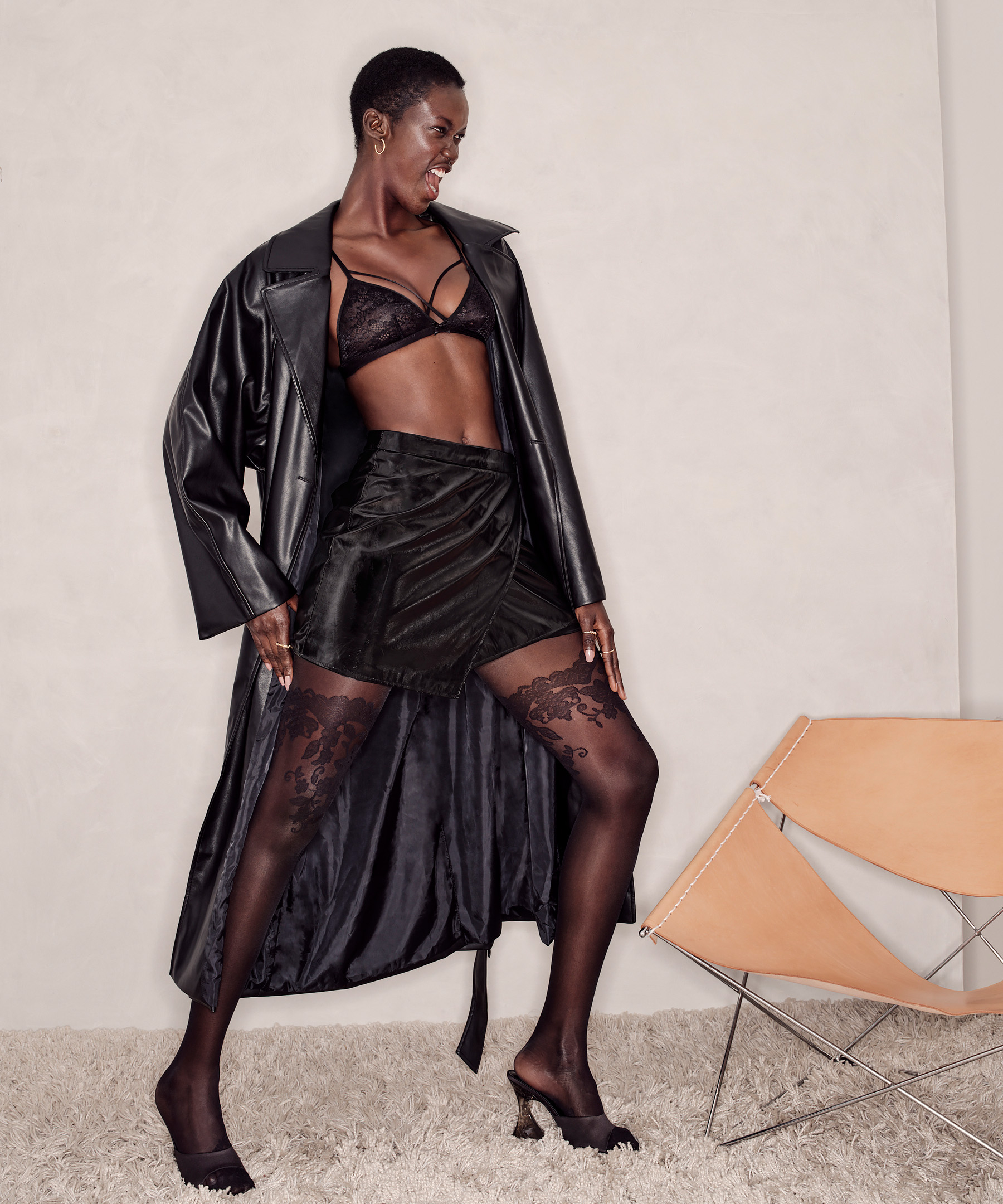 Tights 20 Denier Floral, Svart, main