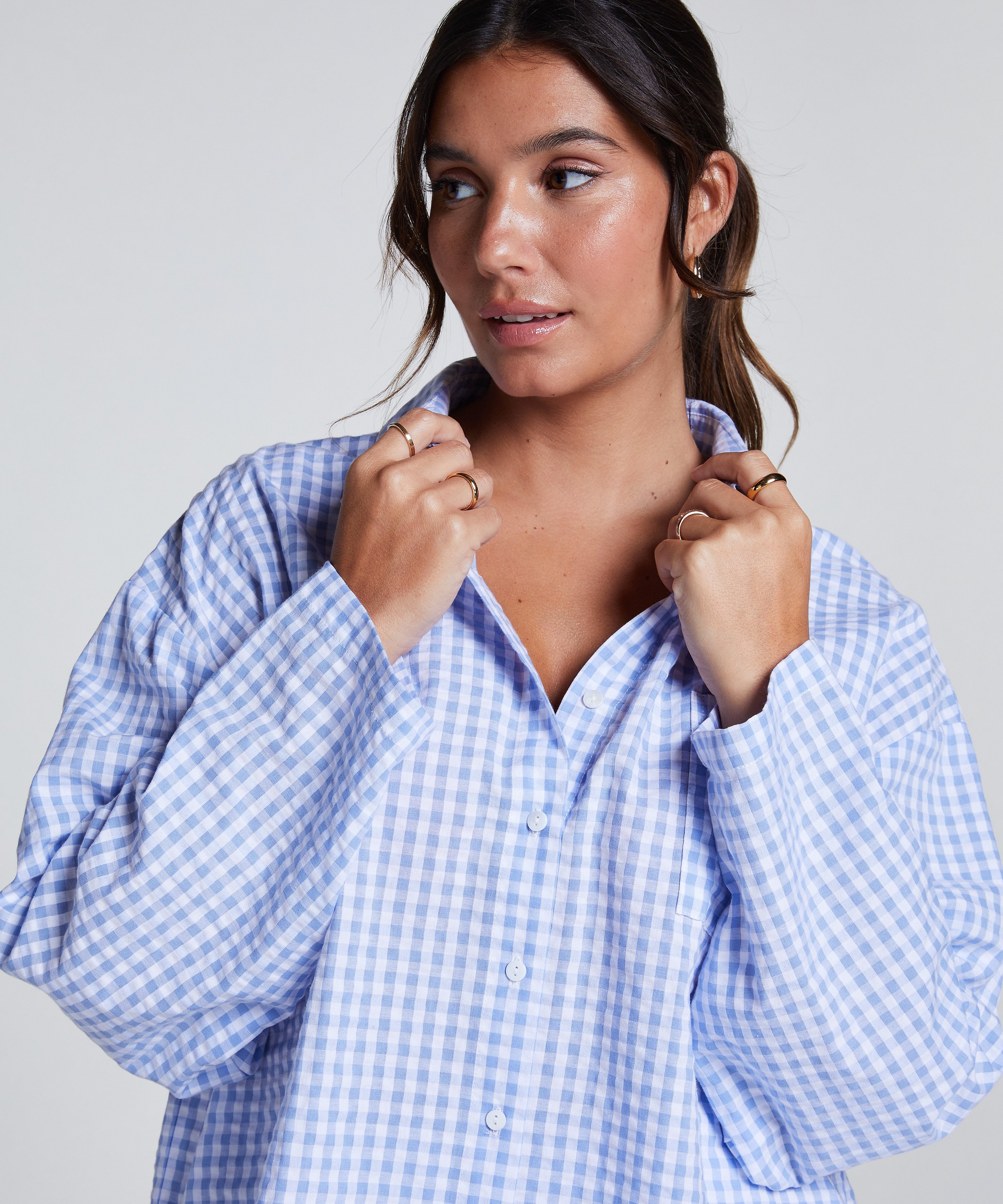 Pyjamastopp bomull, Bl&aring;, main