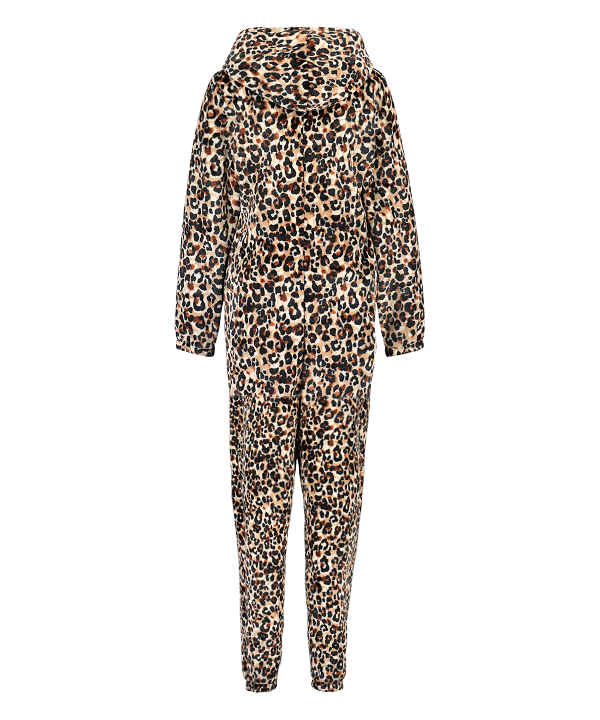 Onesie i flanell och fleece, Brun, main