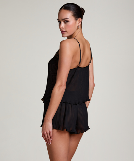 Plisse shorts, Svart