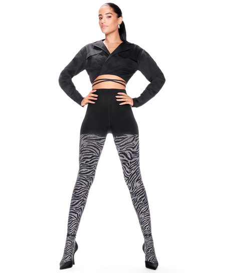 50 Denier tights lurex zebra, Svart