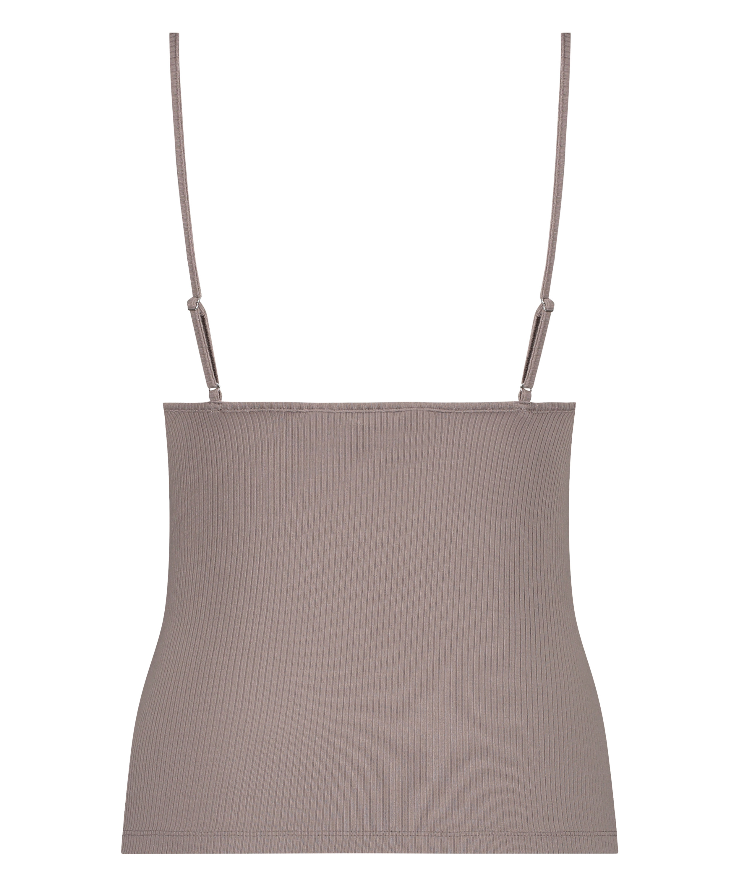 Ribbad armlös topp, Brun, main