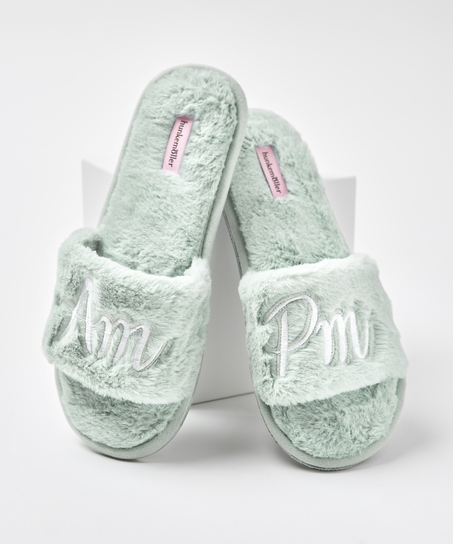 Innetofflor Fake Fur, grön