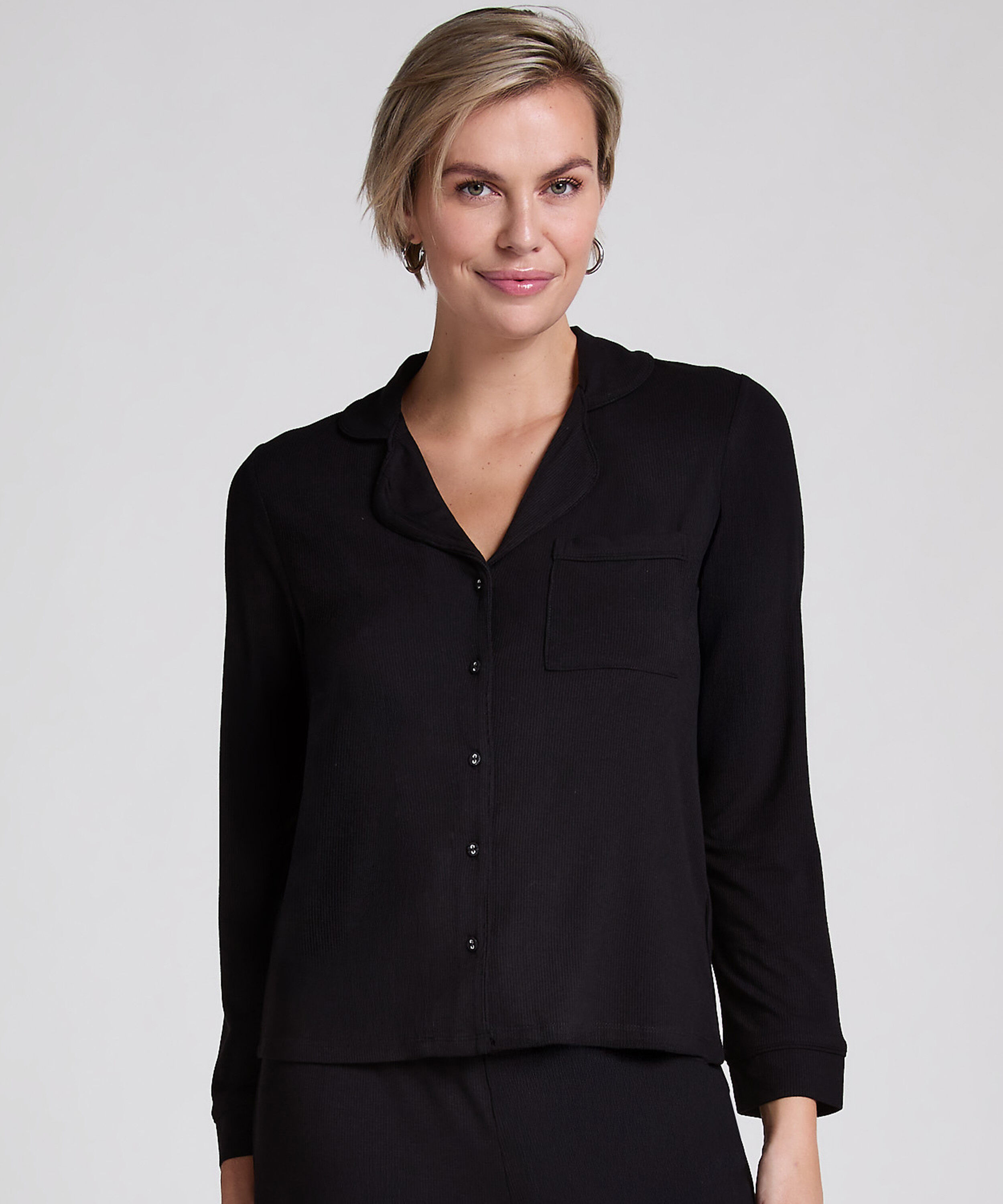 Essential ribbad jacka, Svart