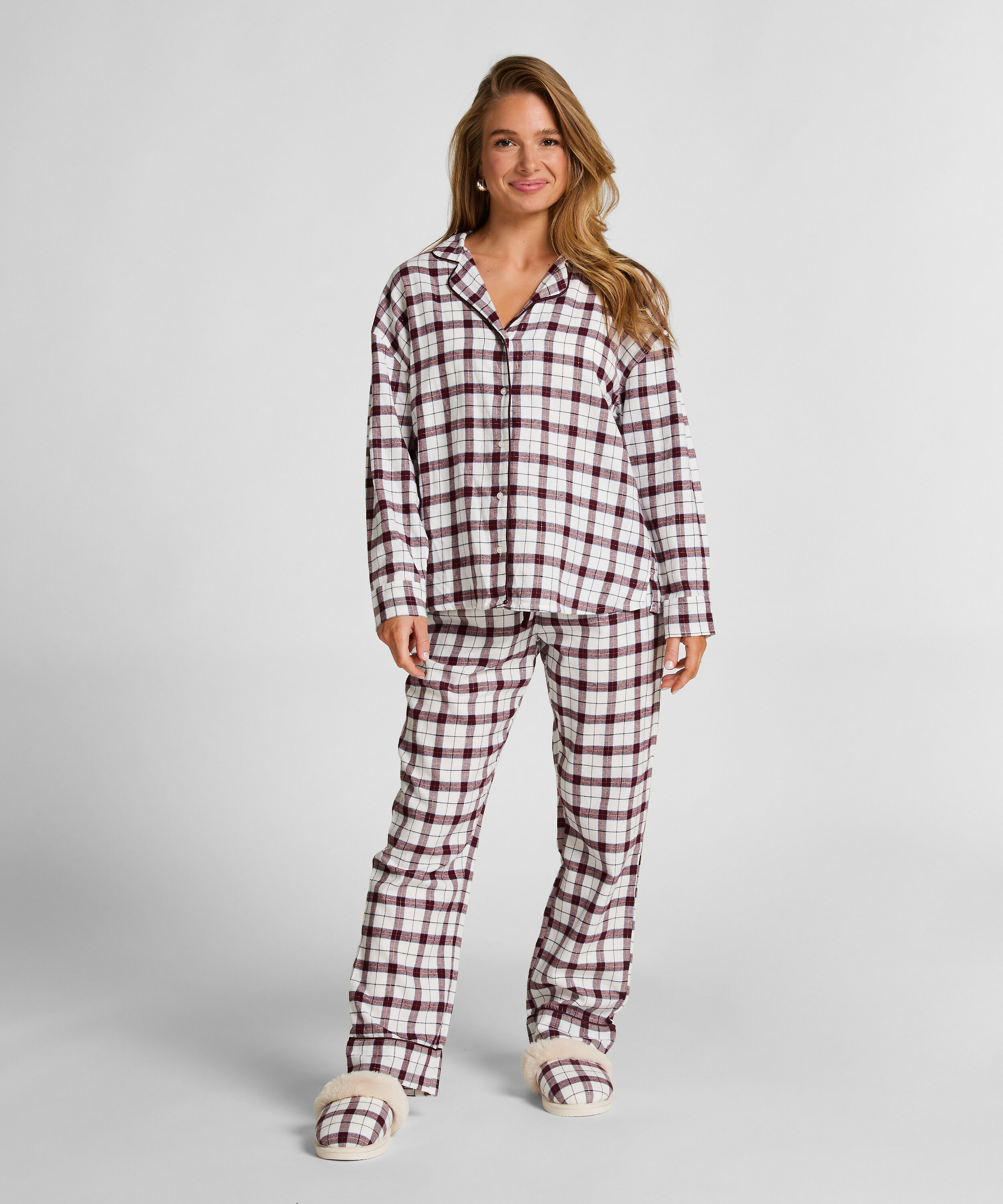 Pyjamastopp flanell, Vit