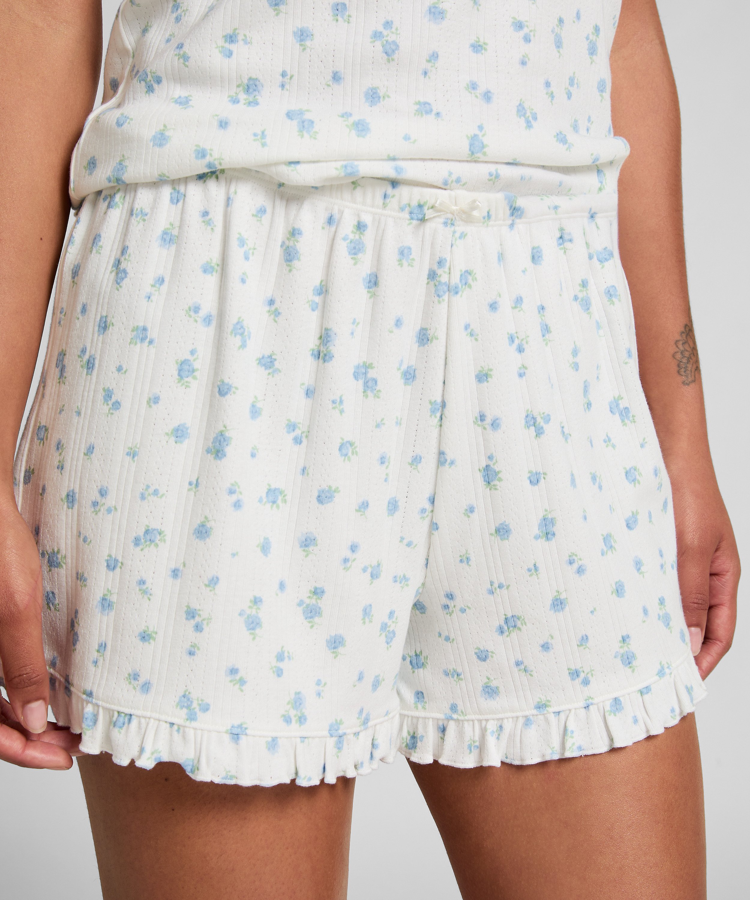 Shorts pointelle, Vit, main