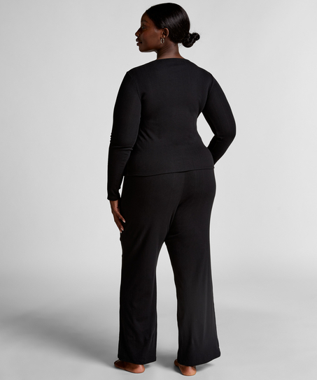 Pyjamastopp Henley, Svart