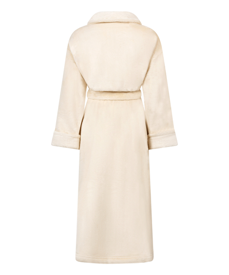 Mjuk badrock i fleece, Vit