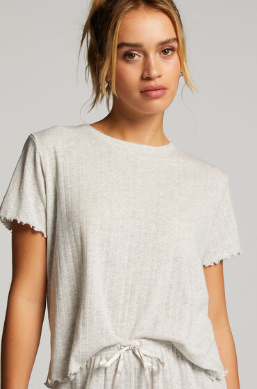 Hunkemöller Kortärmad pyjamastopp Loose Fit Beige