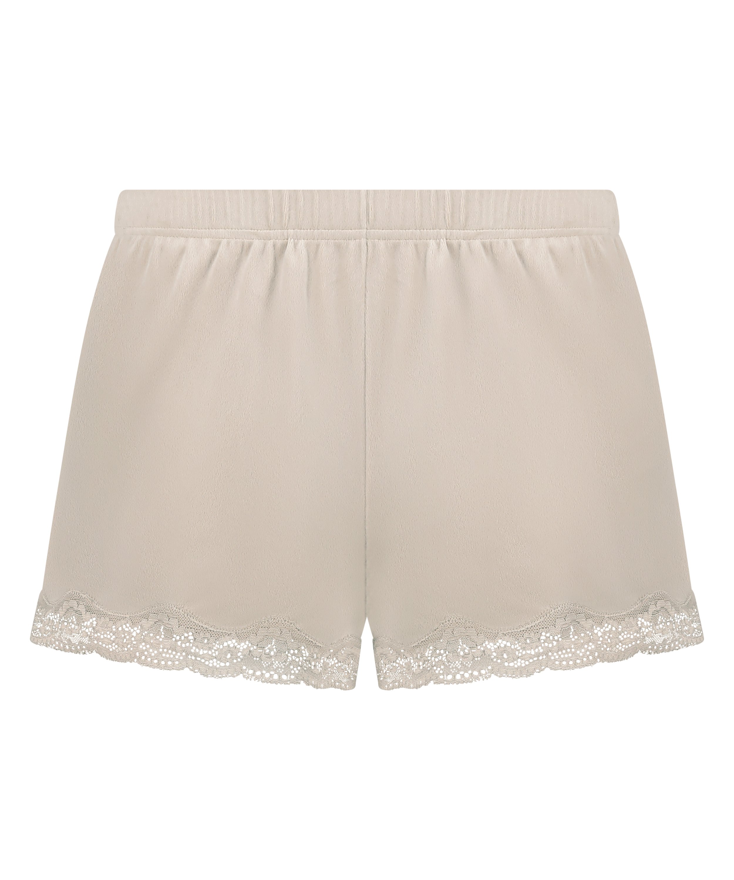 Velour- och spetsshort, Beige, main