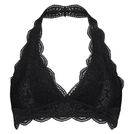 Bralette Halter Lace, Svart