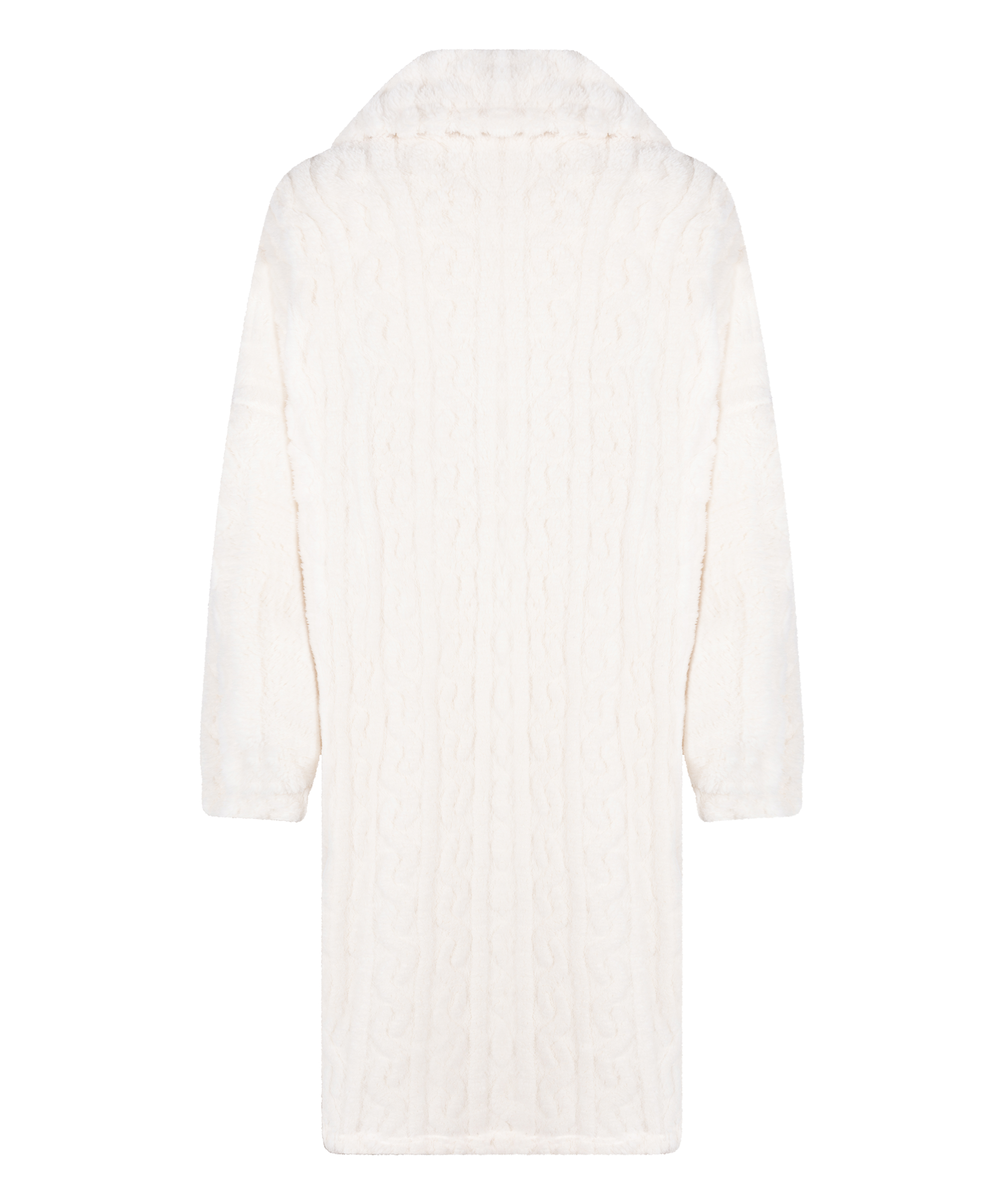 Poncho i Kabelstickad Fleece, Vit, main