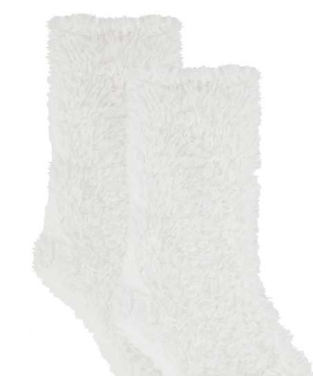 1 par stickade strumpor, Vit