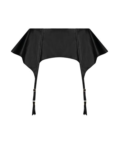 Läderliknande strumpeband från Private-kollektionen, Svart