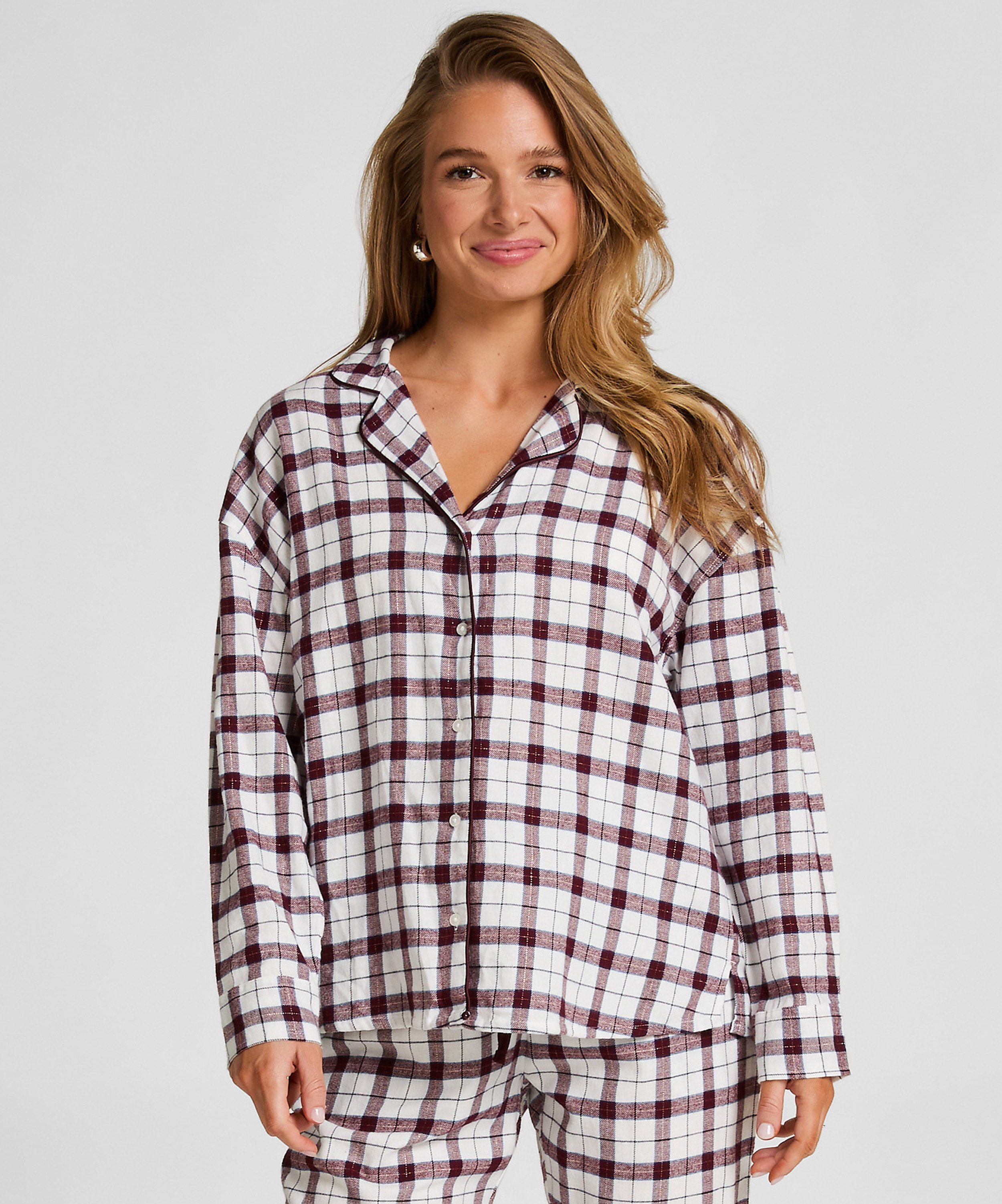 Pyjamastopp flanell, Vit, main