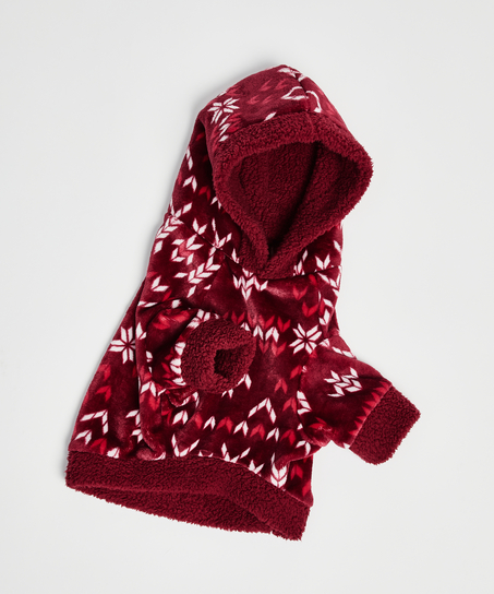 Onsie i fleece f&ouml;r hundar, R&ouml;d