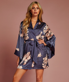 Bloom satin-kimono, blå