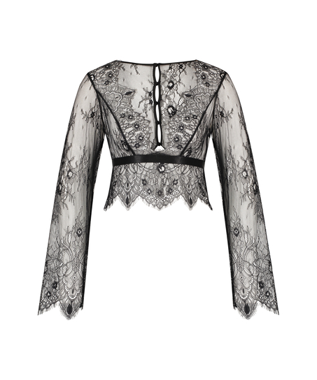 Topp i heltäckande spets, Svart