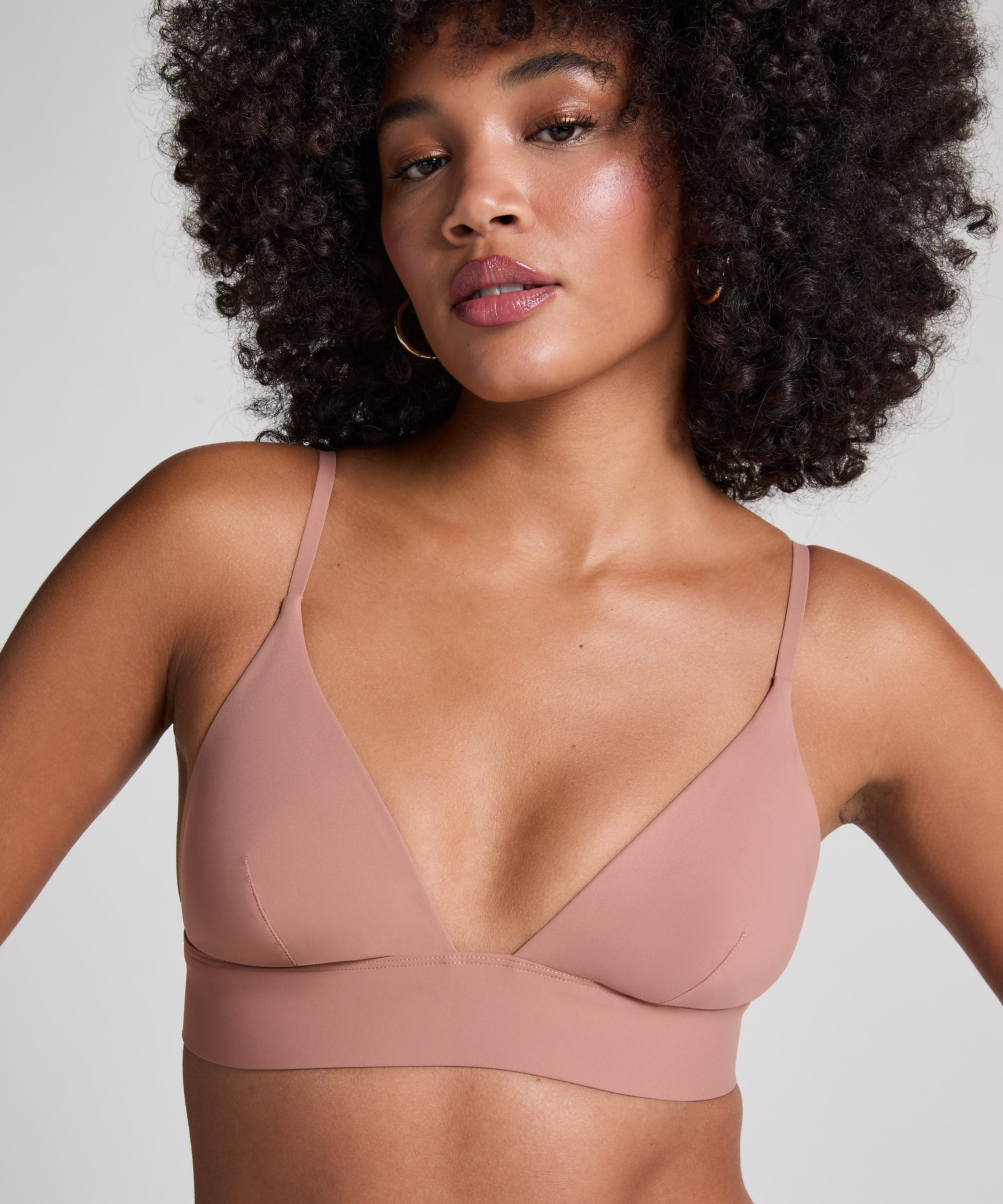 Triangel Bralette Smooth, Brun, main